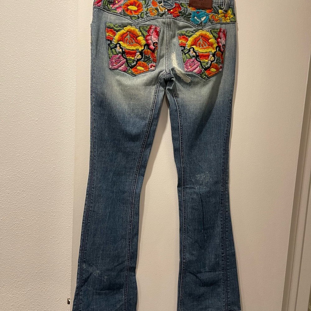 Antik Denim Vintage Flare Jeans with Colorful Embroidery - Picture 2 of 9